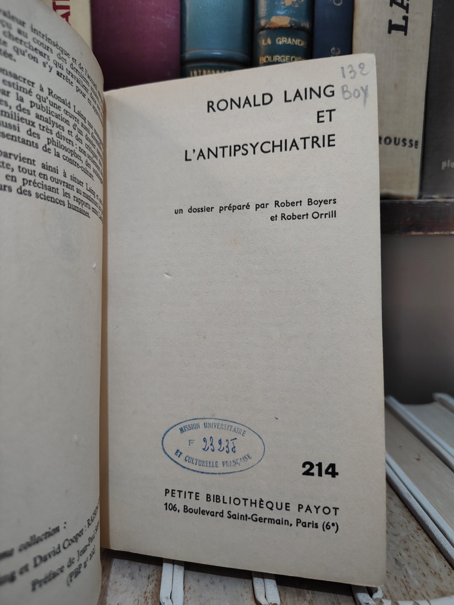 Boyers - Roland Laing et l'antipsychiatrie