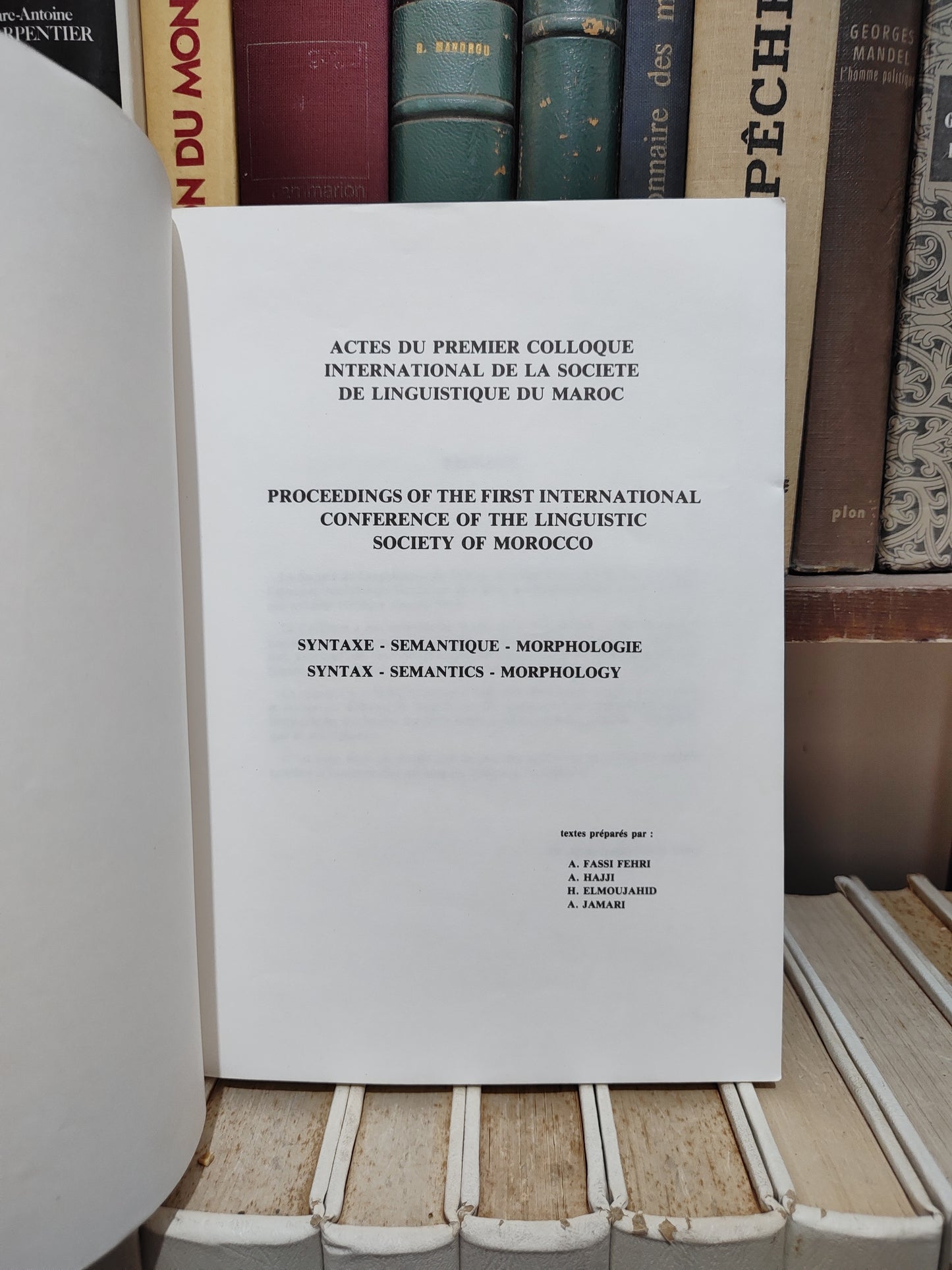 Actes du premier colloque international de la société de linguistique du Maroc
