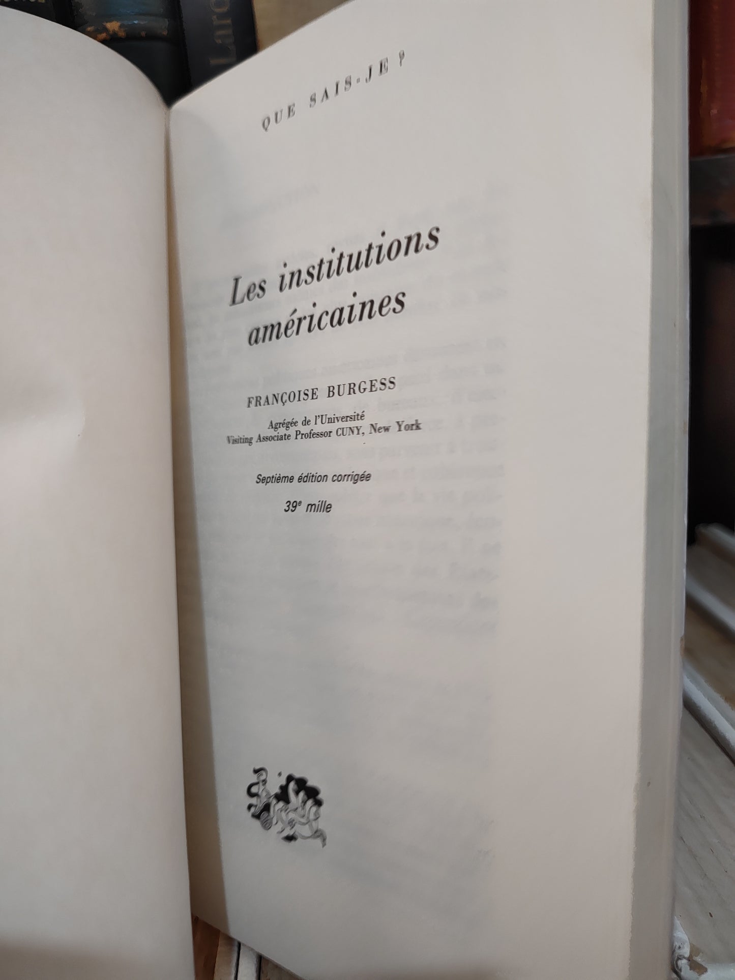 Burgess - Les institutions américaines