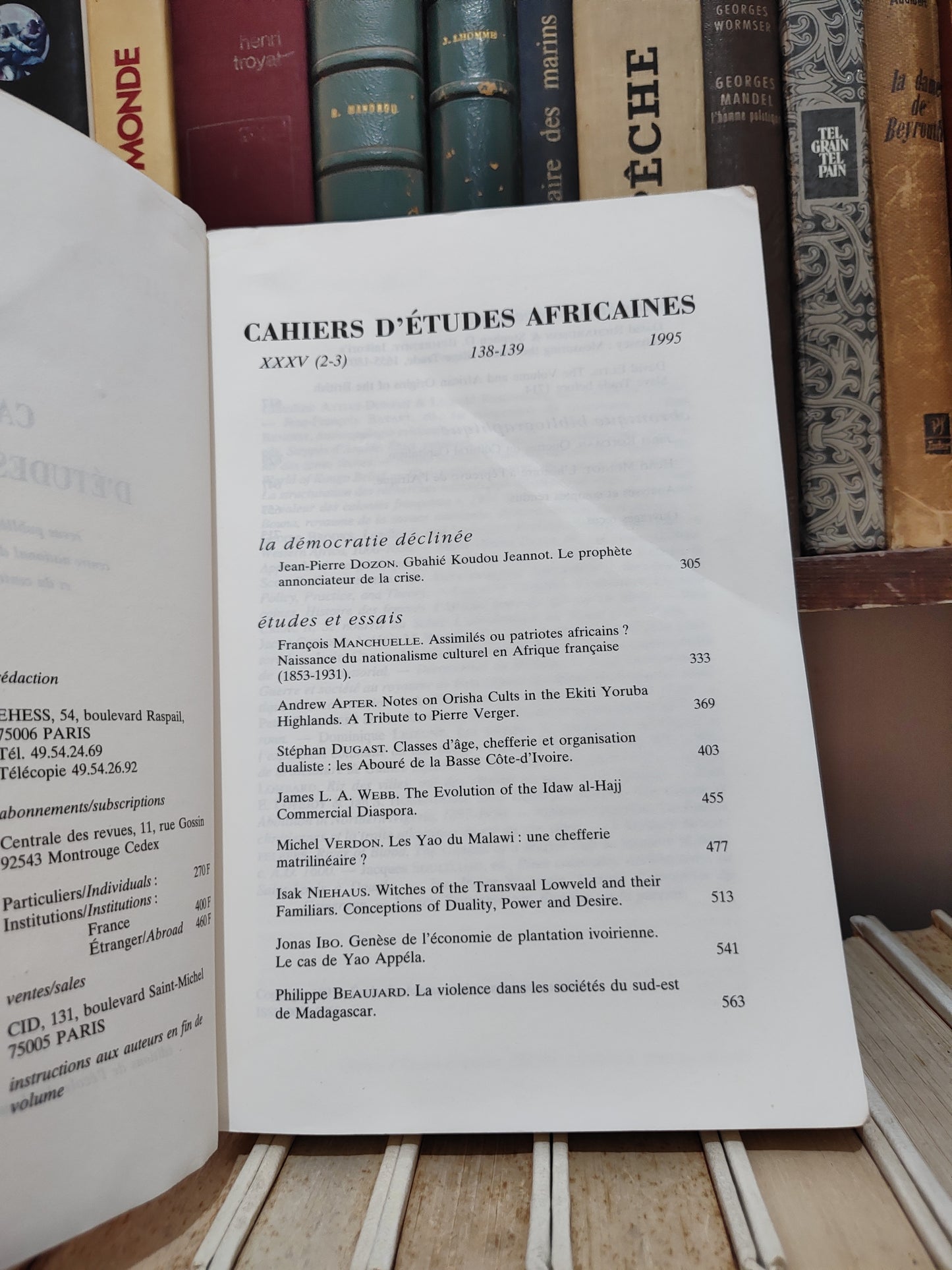 Cahiers d'études africaines 138-139