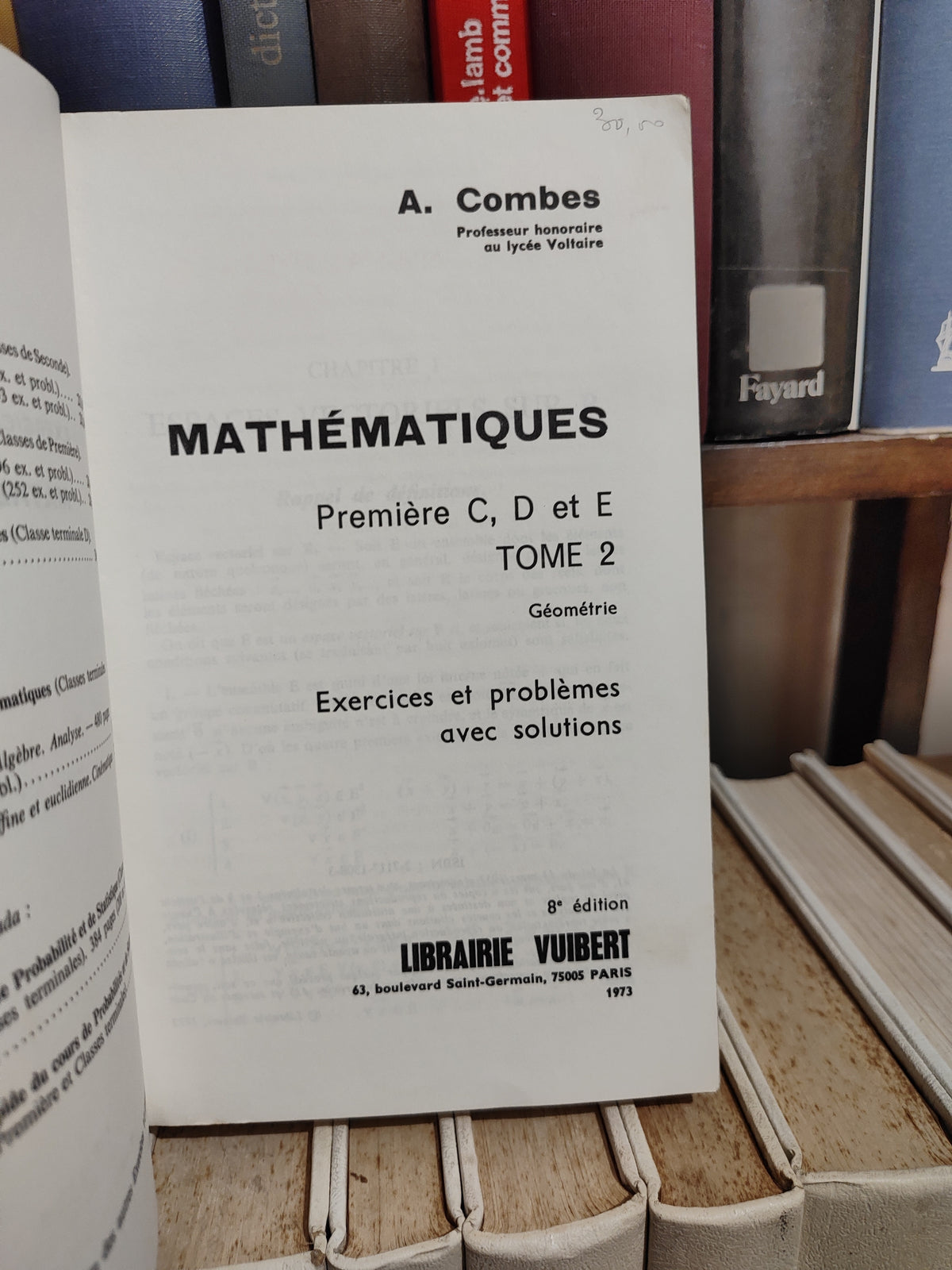 Combes - Mathématiques Première C D E Tome 2