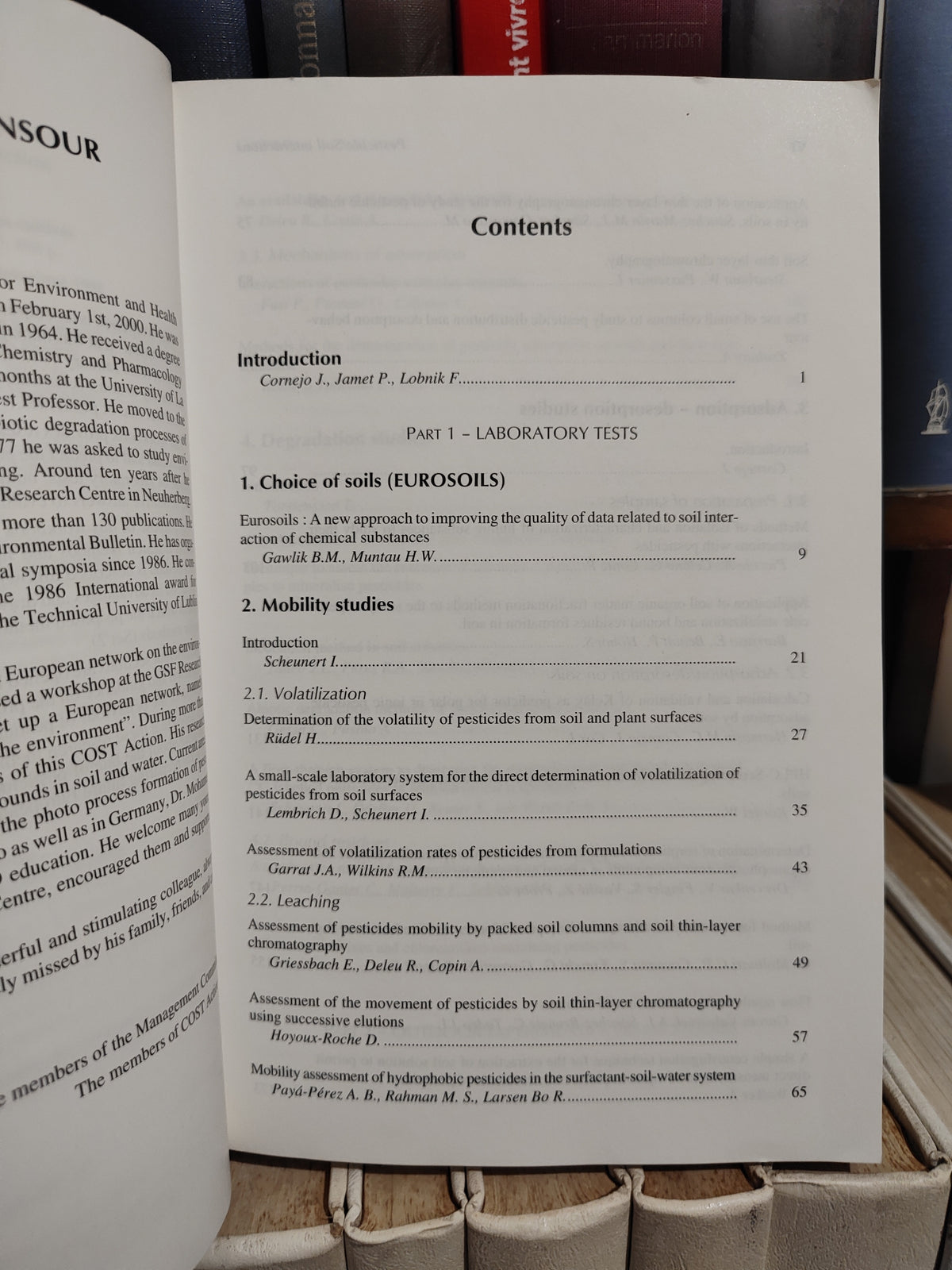 Comejo - Pesticide/soil interactions : some current research methods