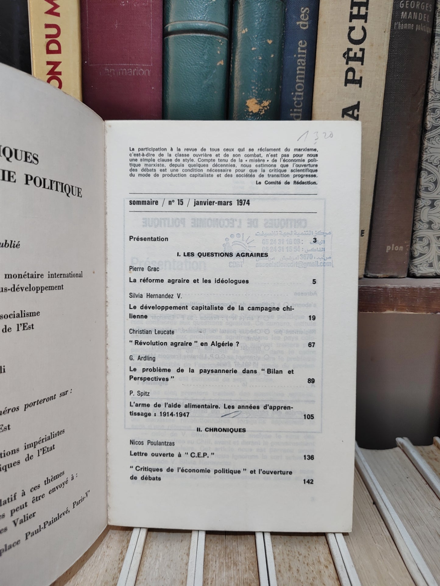 Critiques de l'économie politique 15 Paysannerie et réformes agraires