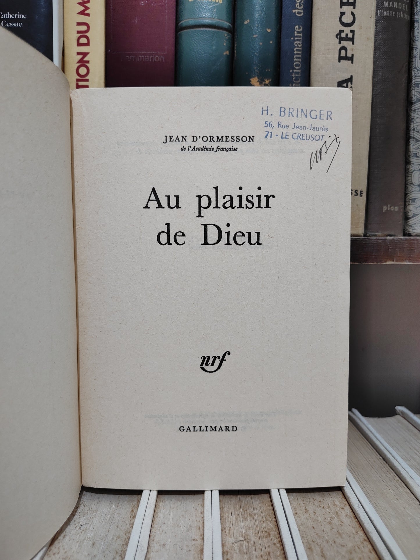 D'Ormesson - Au plaisir de dieu