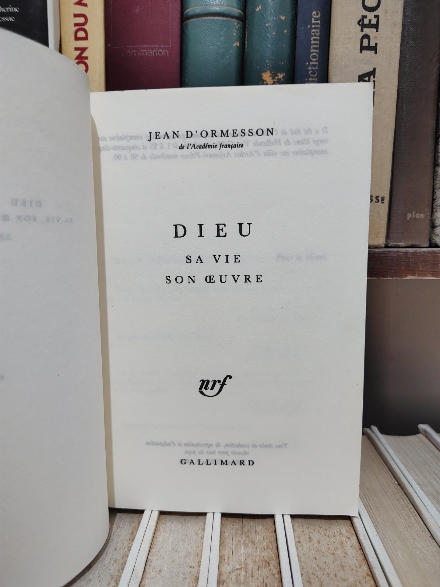 D'Ormesson - Dieu sa vie son œuvre