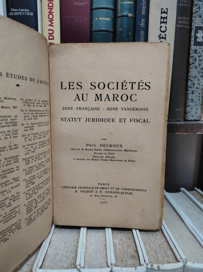 Decroux - Sociétés Maroc : Zone française - zone Tangéroise : Statut juridique et fiscal