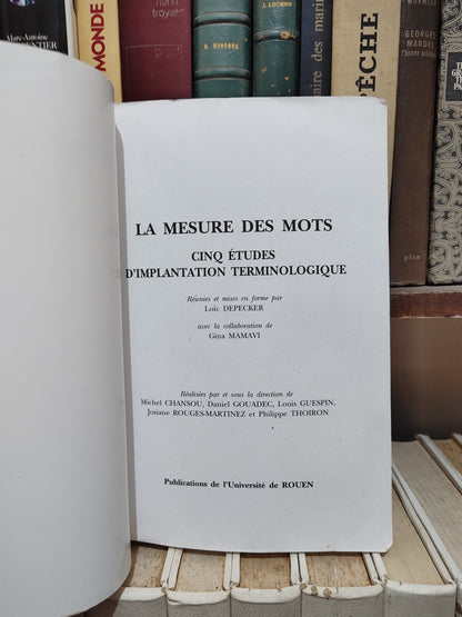 Depecker - La mesure des mots  Cinq études d'implantation terminologique