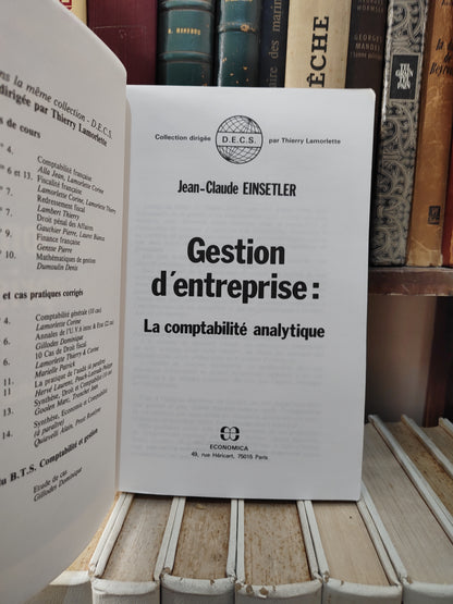 Einsetler - Gestion d'entreprise : La comptabilité analytique