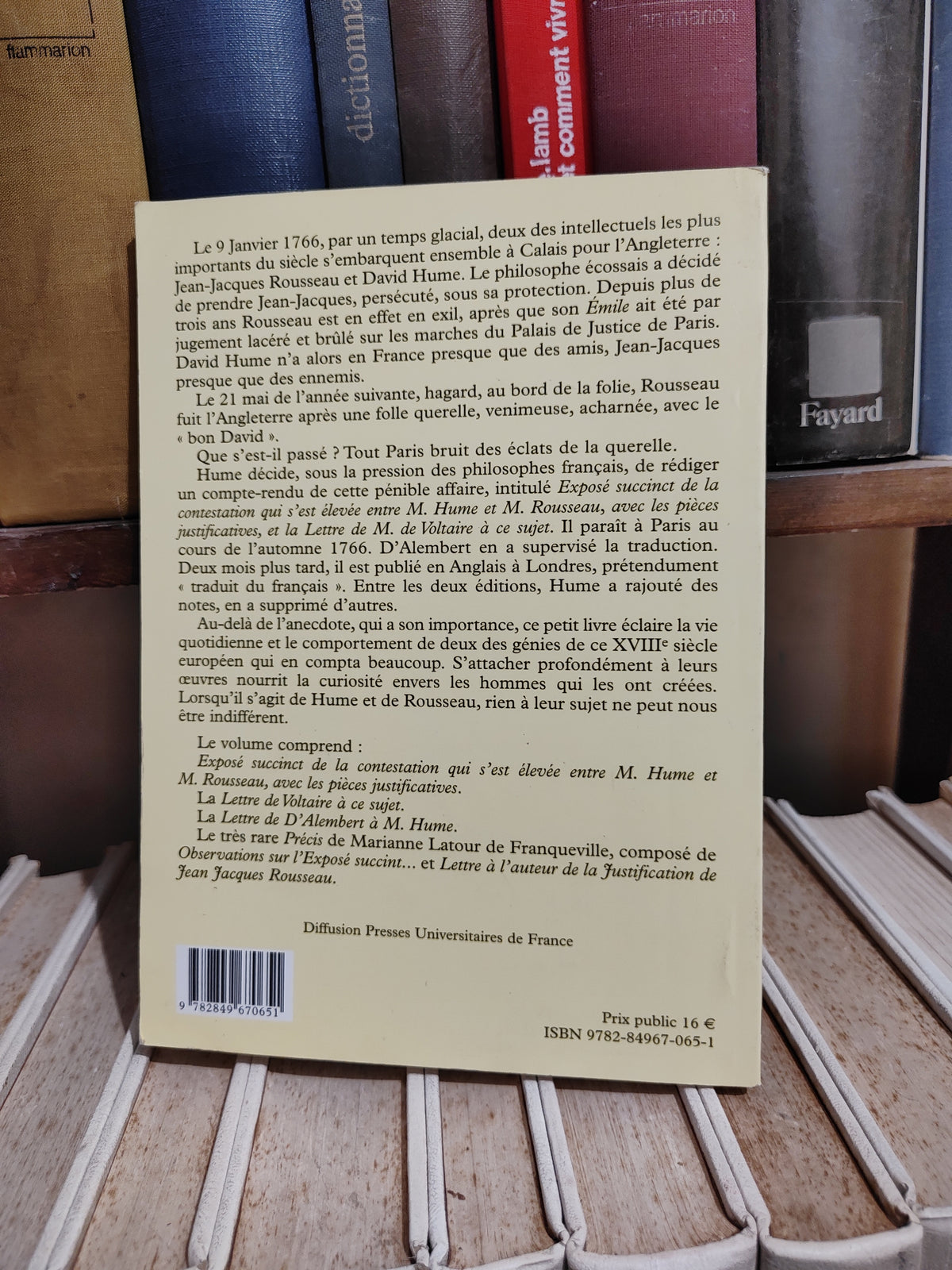 Hume et d'Alembert exposé succinct de la contestation qui s'est élevée entre hume et rousseau