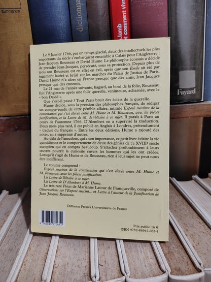 Hume et d'Alembert exposé succinct de la contestation qui s'est élevée entre hume et rousseau