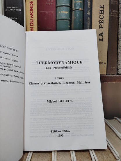 Dudeck - Thermodynamique les irréversibilités