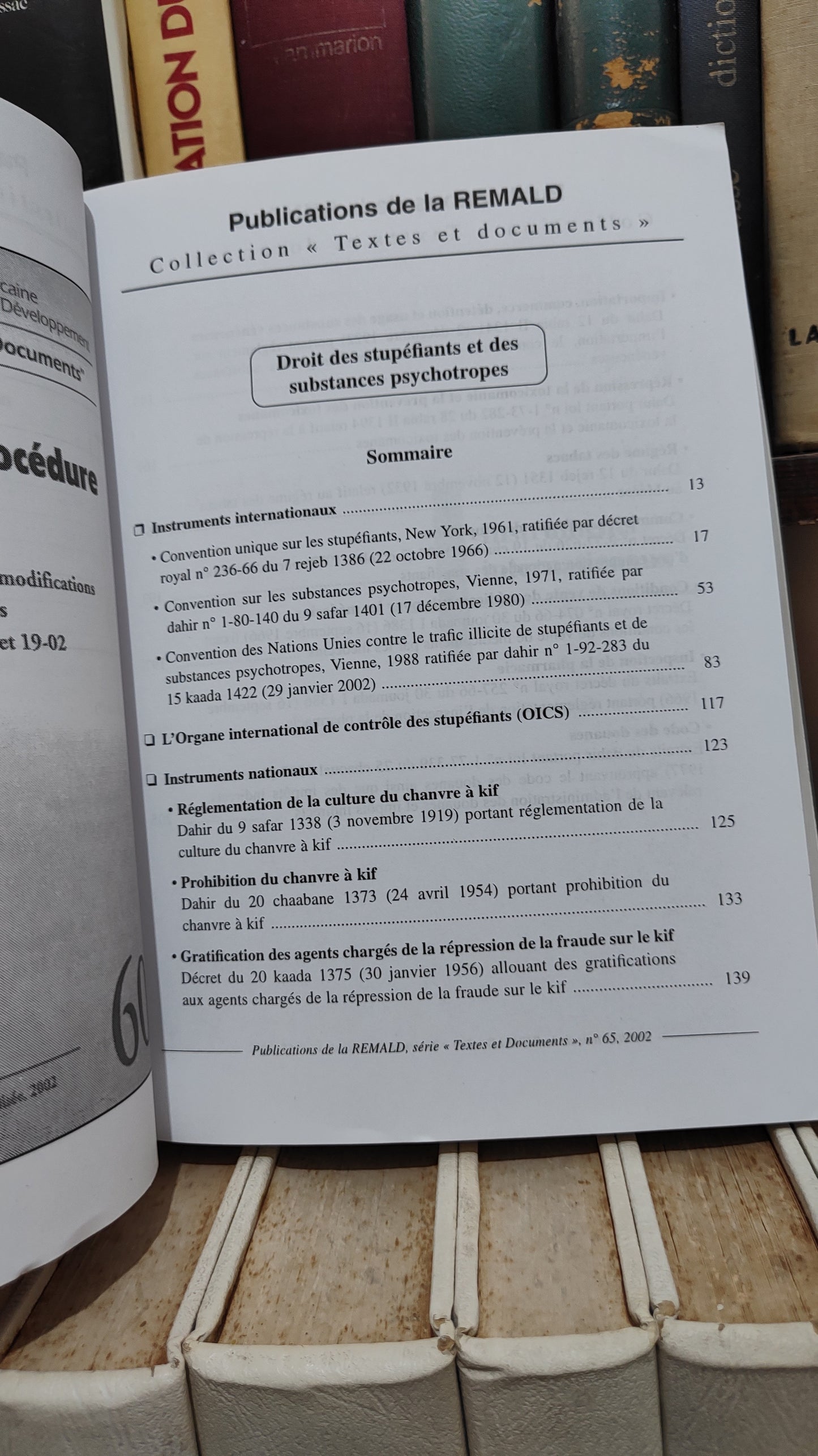 REMALD 65 Droit des stupéfiants et des substances psychotropes قانون المخدرات و المؤثرات العقلية