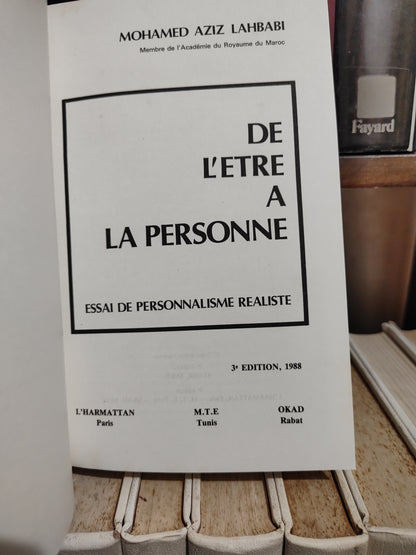Lahbabi - De l'être à la personne essai de personnalisme réaliste