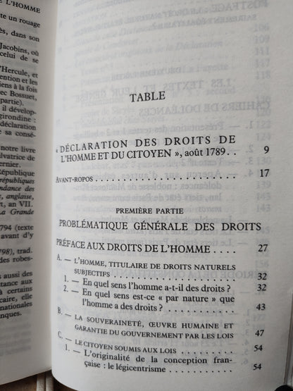 Les déclarations des droits de l'homme 1789