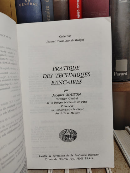 Masson - Pratique des techniques bancaires