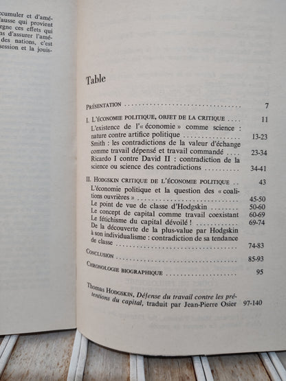 Osier - Thomas Hodgskin : Une critique prolétarienne de l'économie politique