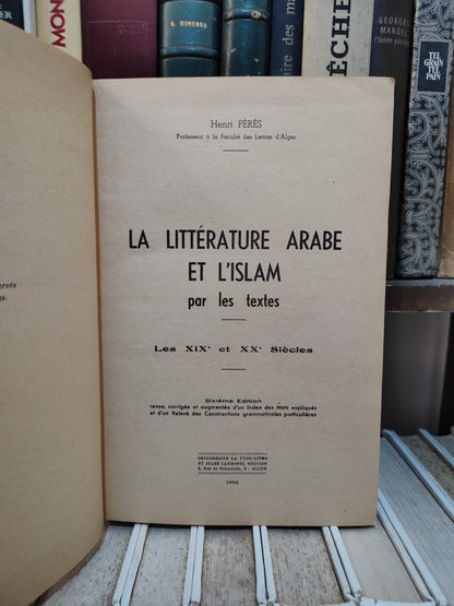 Pérès - La littérature arabe et l'islam par les textes