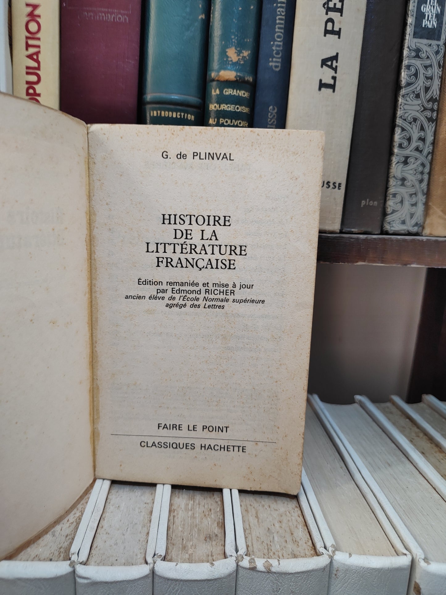 Plinval - Histoire de la littérature française