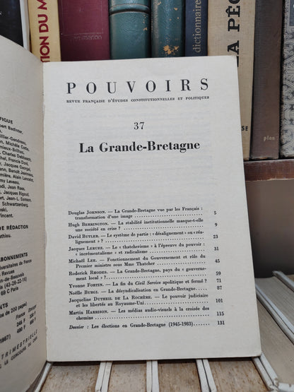 Pouvoirs 37 La Grande-Bretagne