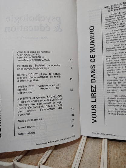 Psychologie et éducation n 9