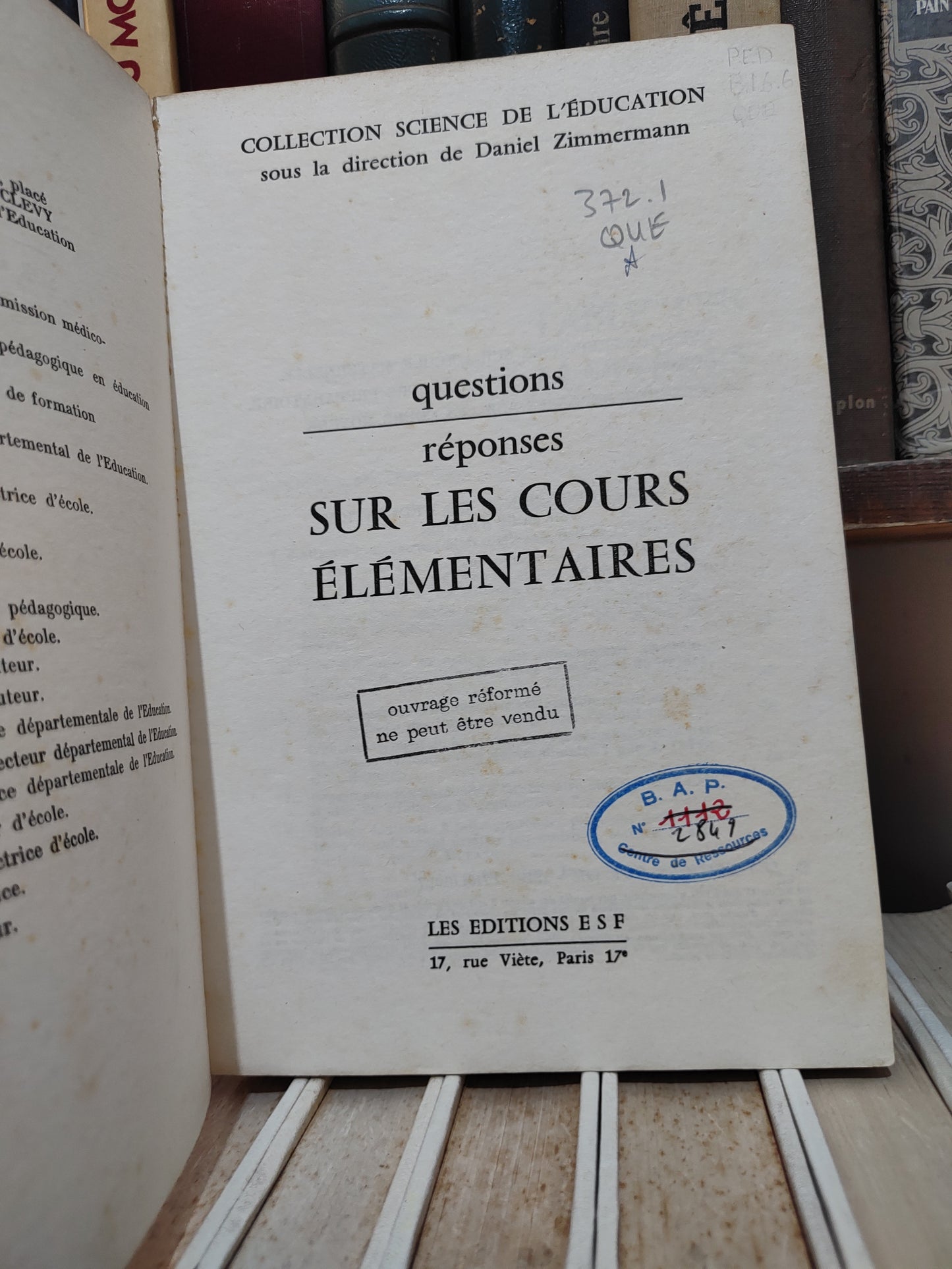 Questions réponses sur les cours élémentaires