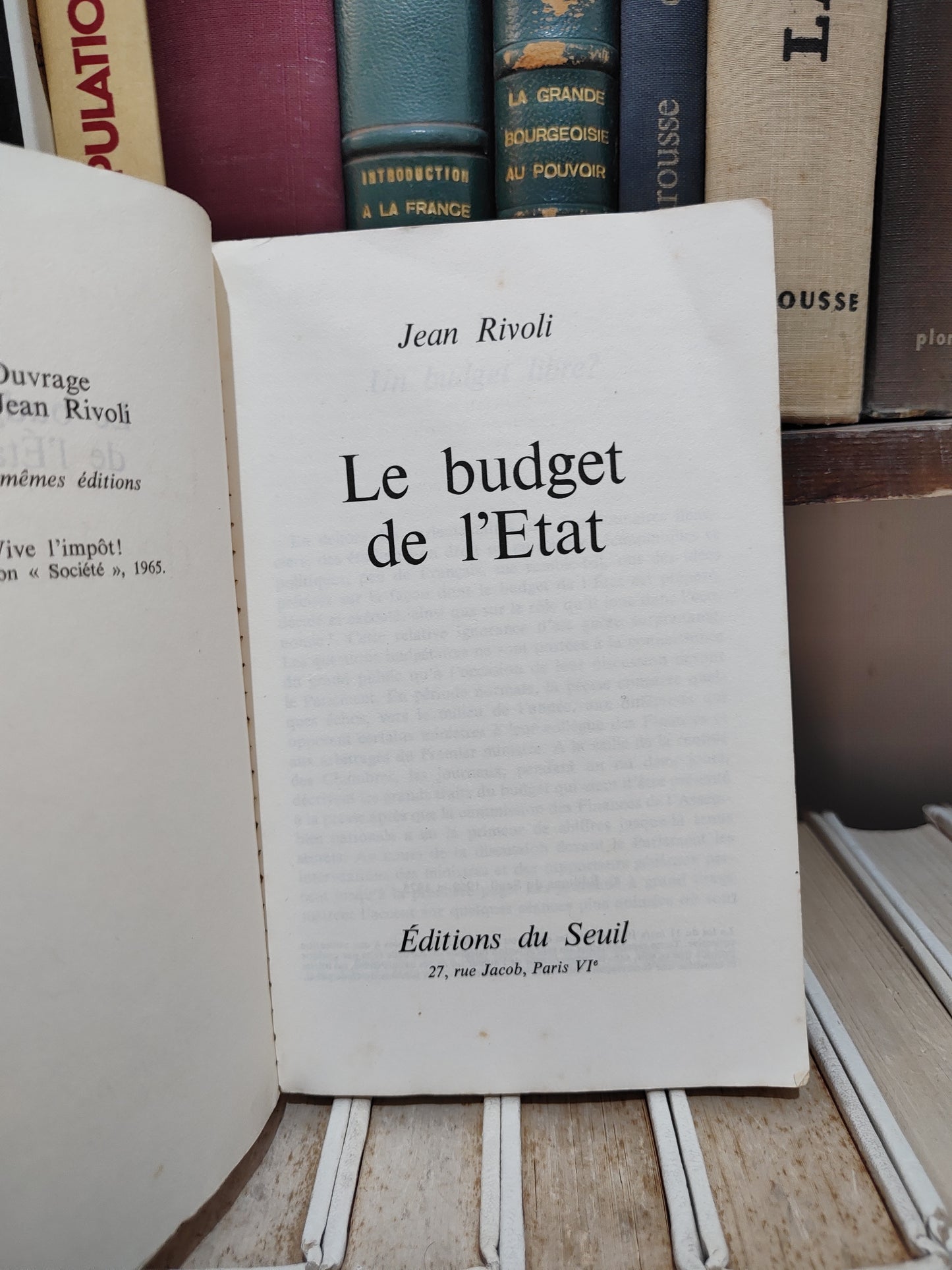 Rivoli - Le budget de l'Etat
