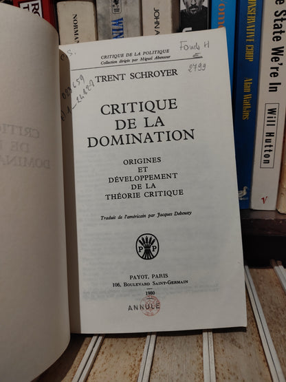 Schroyer - Critique de la domination