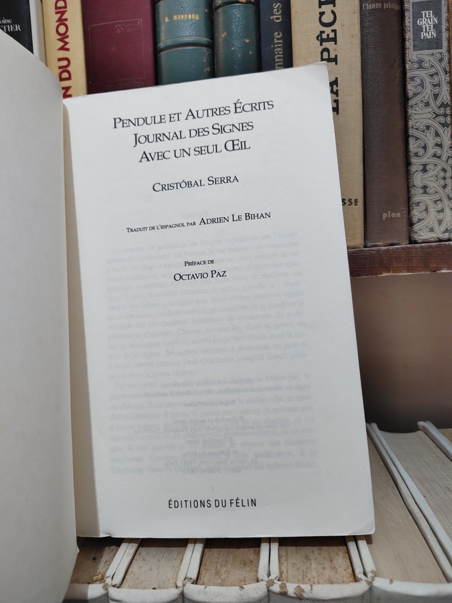 Serra - Journal des signes pendule et autre écrits avec un seul œil