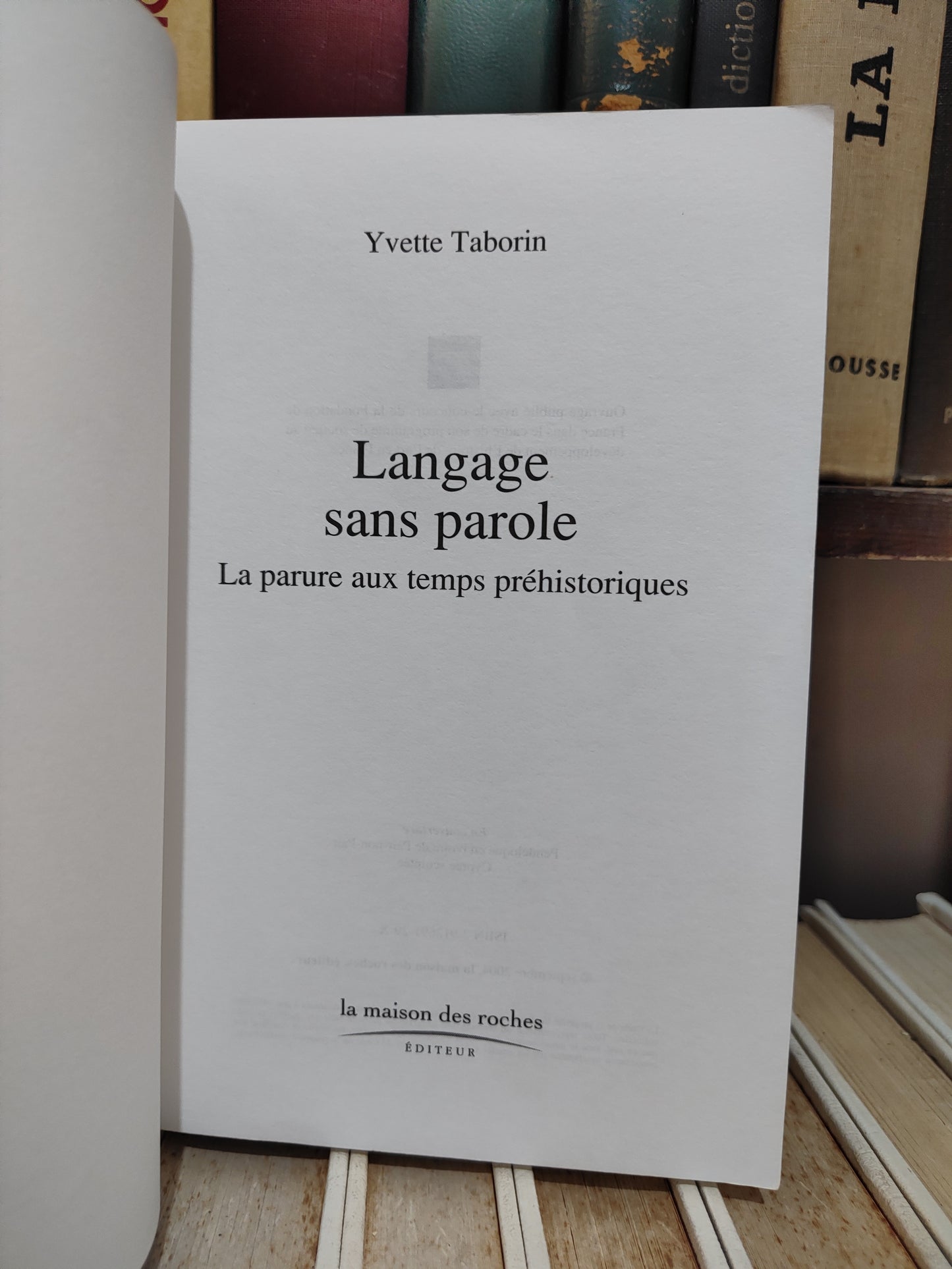 Taborin - Langue sans parole : La parure aux temps préhistorique