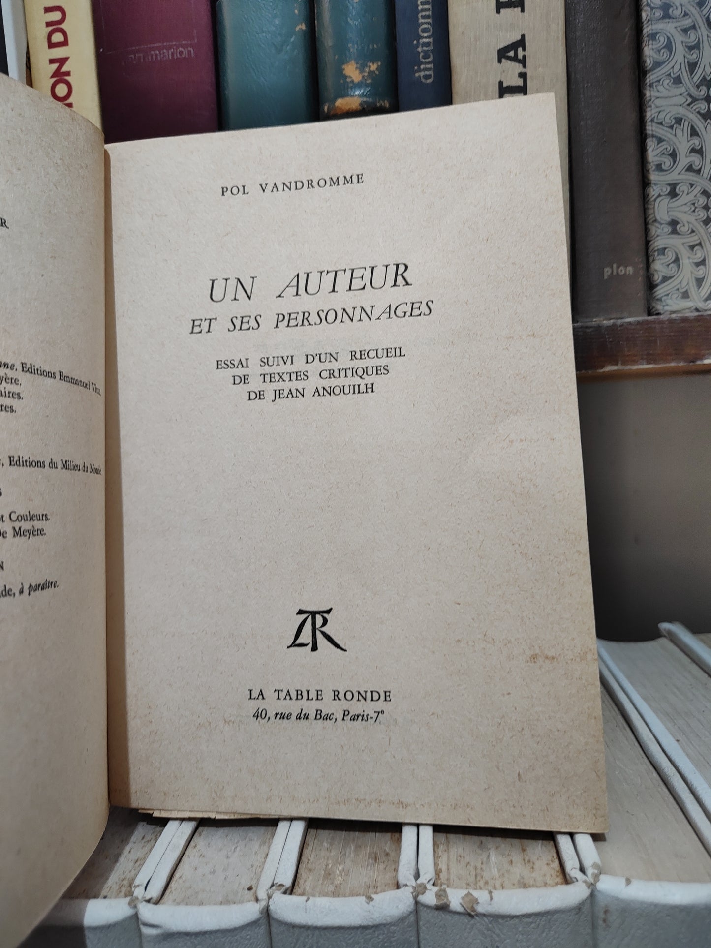 Vandromme - Jean Anouilh ; un auteur et ses personnages
