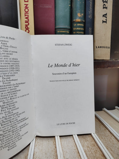 Zweig - Le monde d'hier