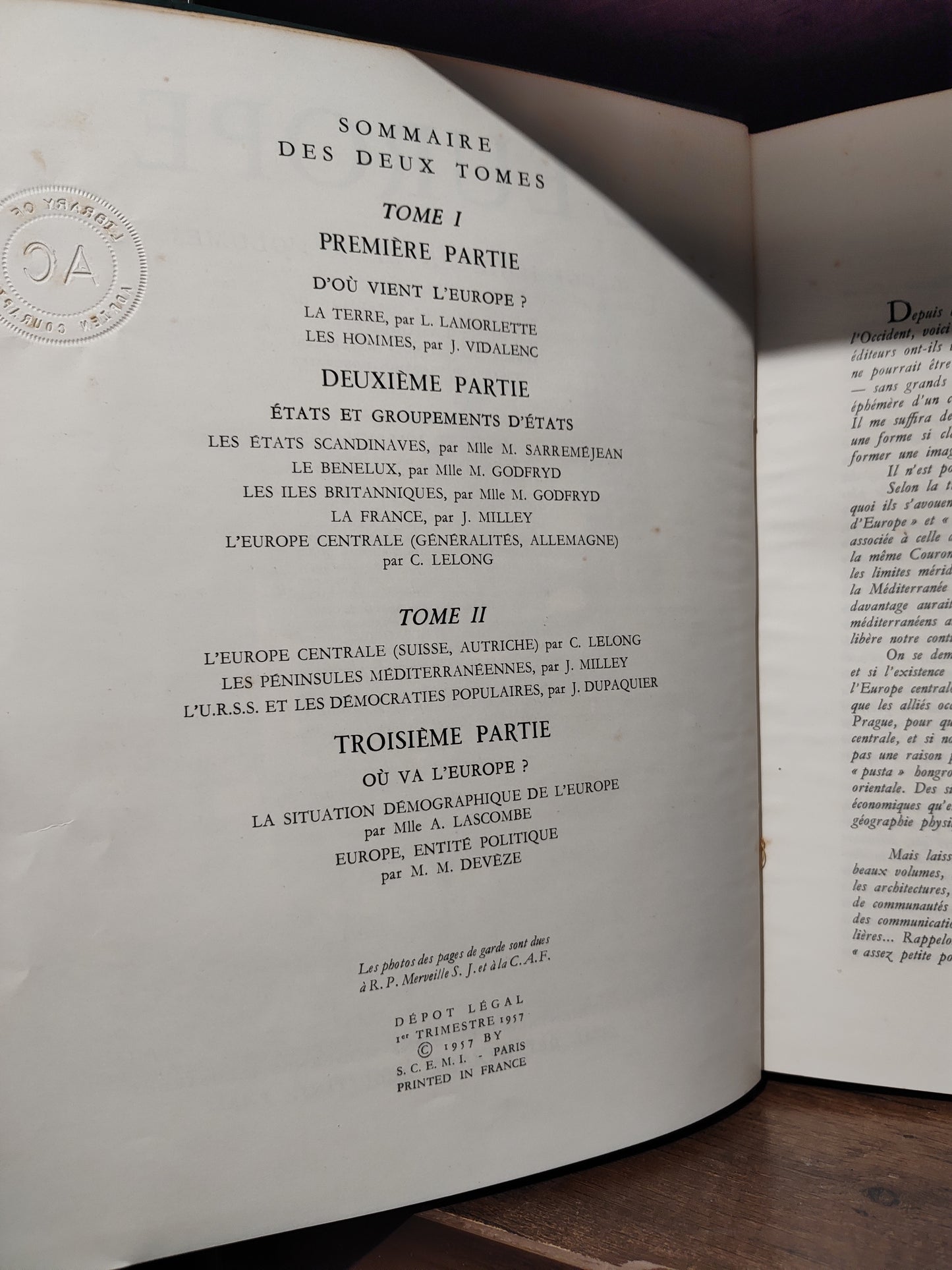 l'Europe géographique 1957