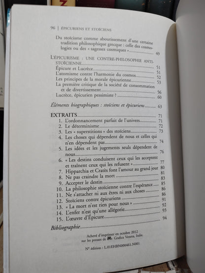 Ferry - Epicuriens et stoïciens (sans cd)