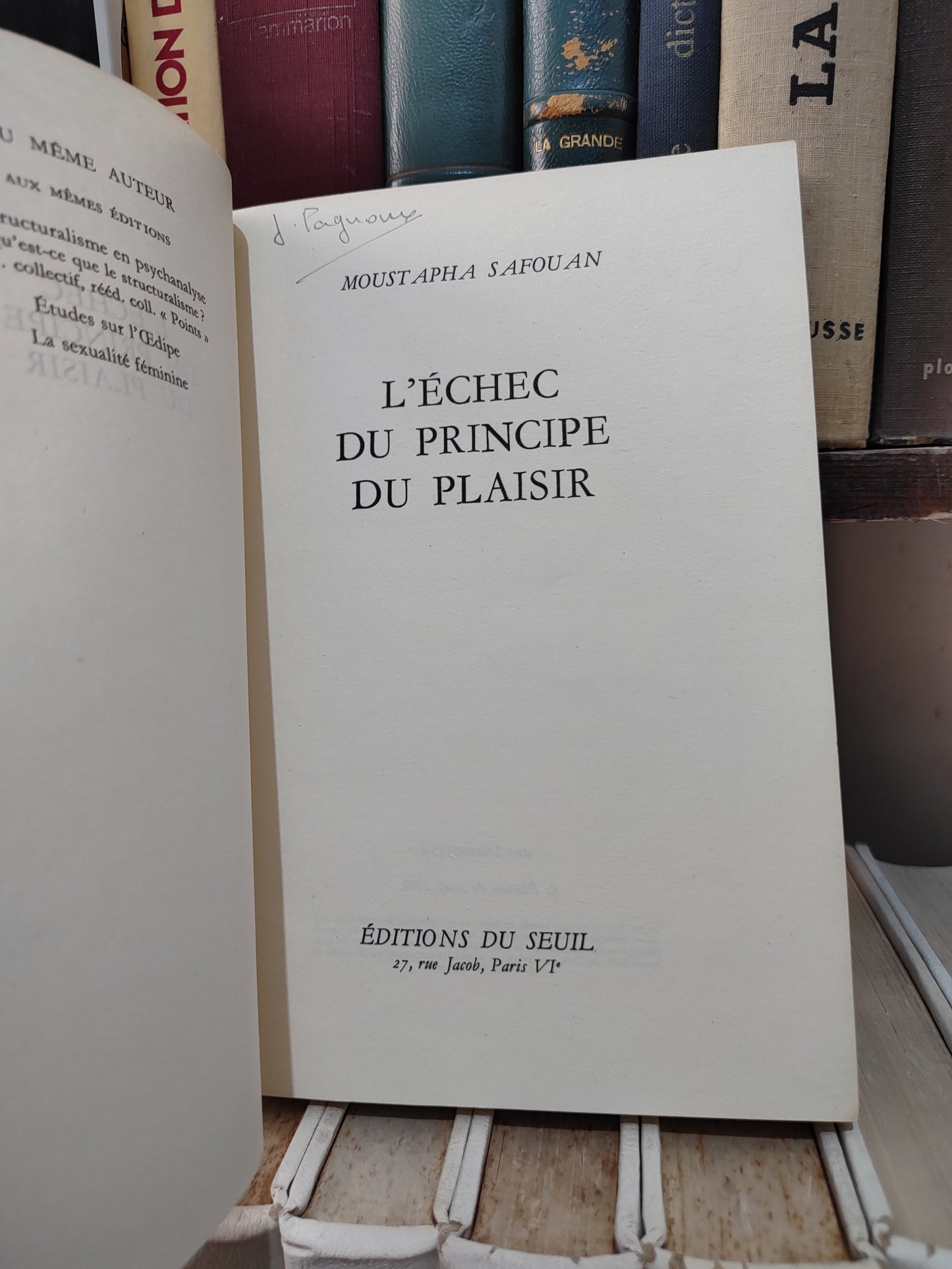 Safouan - L'échec du principe du plaisir