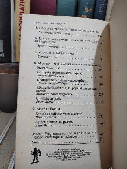 Cassen - Quelle langue pour la science
