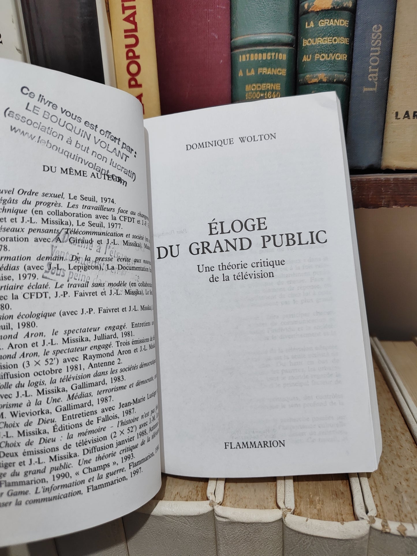 Wolton - Eloge du grand public une théorie critique de la télévision