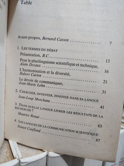 Cassen - Quelle langue pour la science